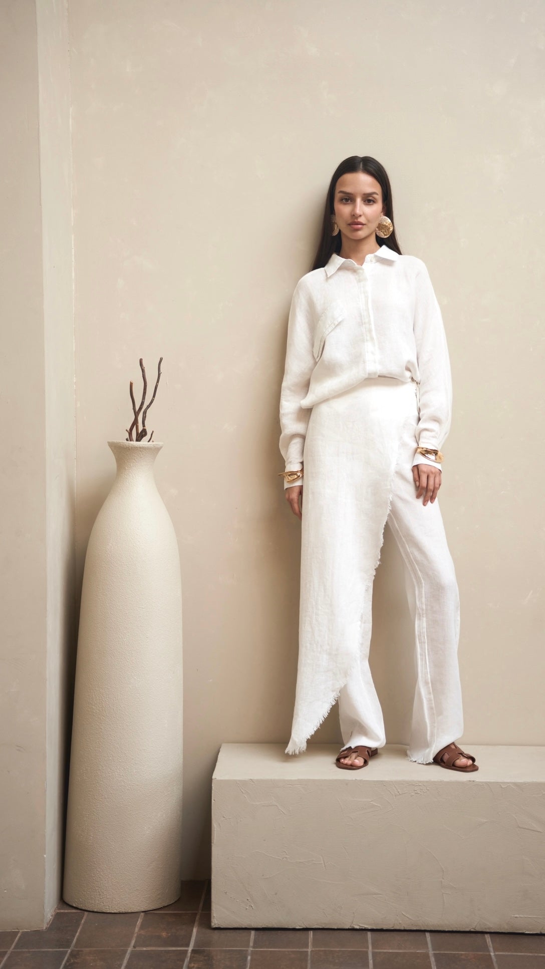 Lia Pure Linen Wrap Skirt Pants