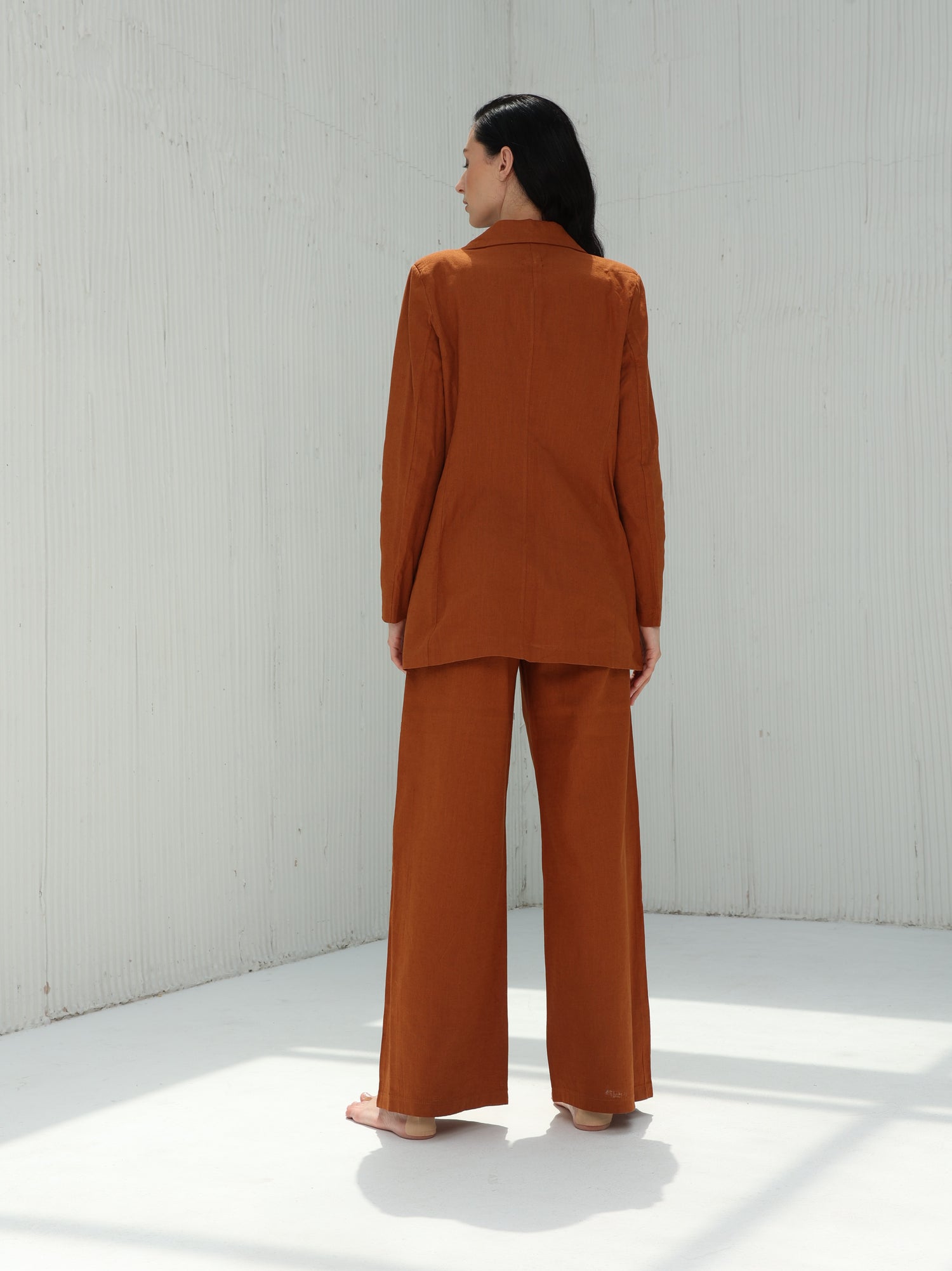 Piera Classic Linen Pants from G Linen World - Siene - Back Shot