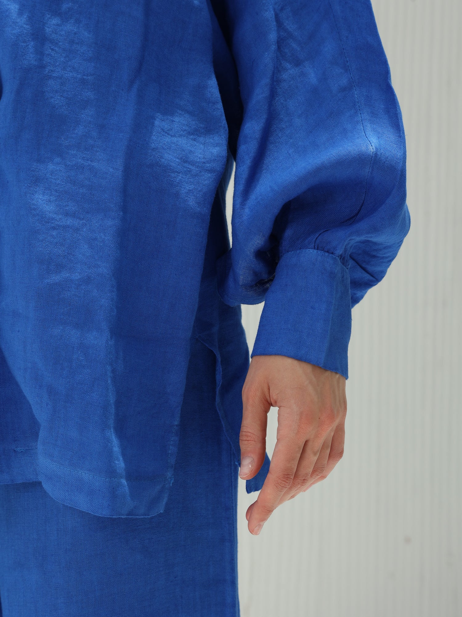 Fia Pure Linen Double-Breasted Blazer from G Linen World - Classic Blue - Details