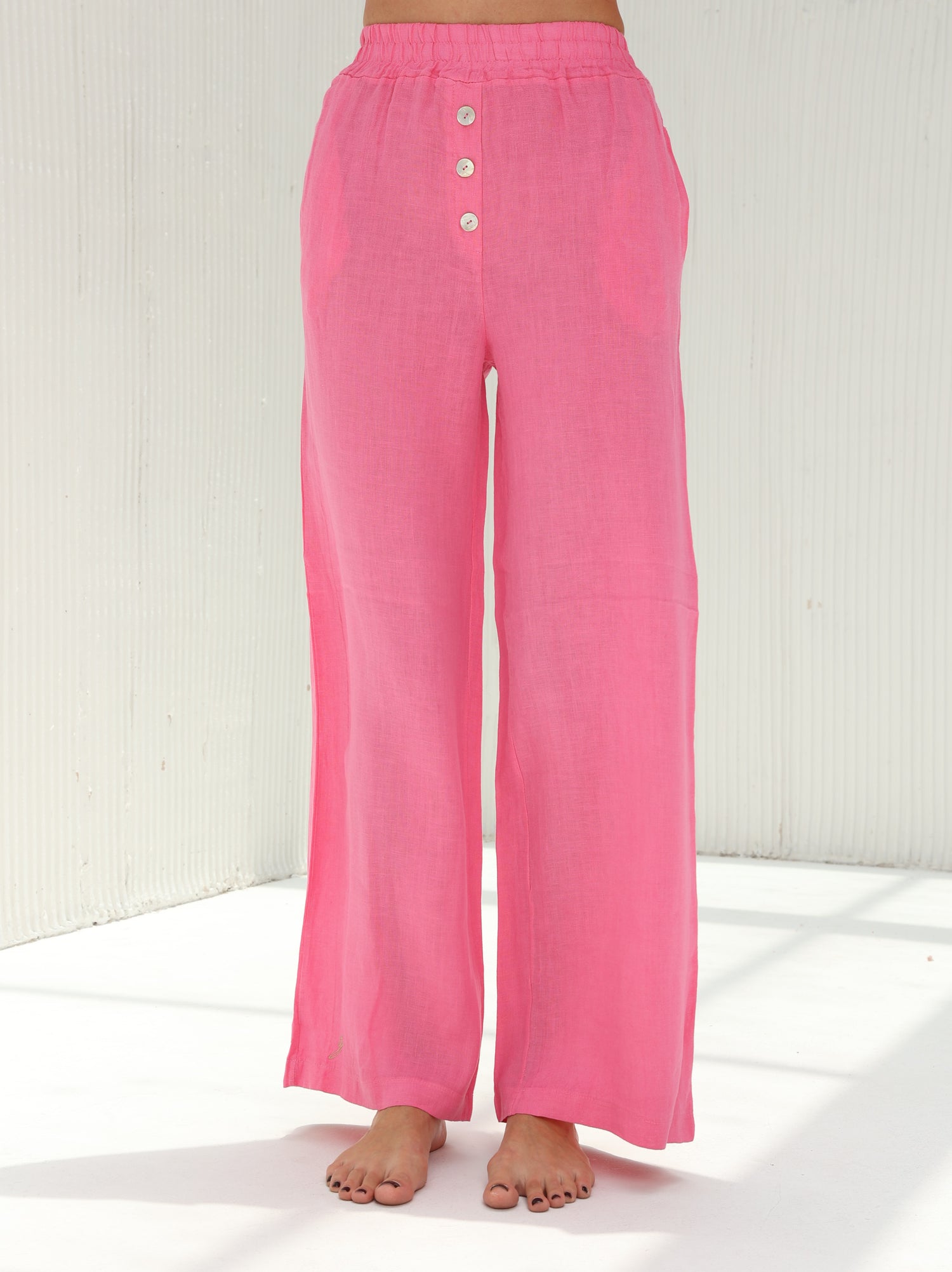 Fia Pure Linen Wide-leg Pants from G Linen World -Lotus