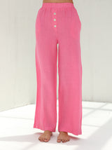 Fia Pure Linen Wide-leg Pants from G Linen World -Lotus