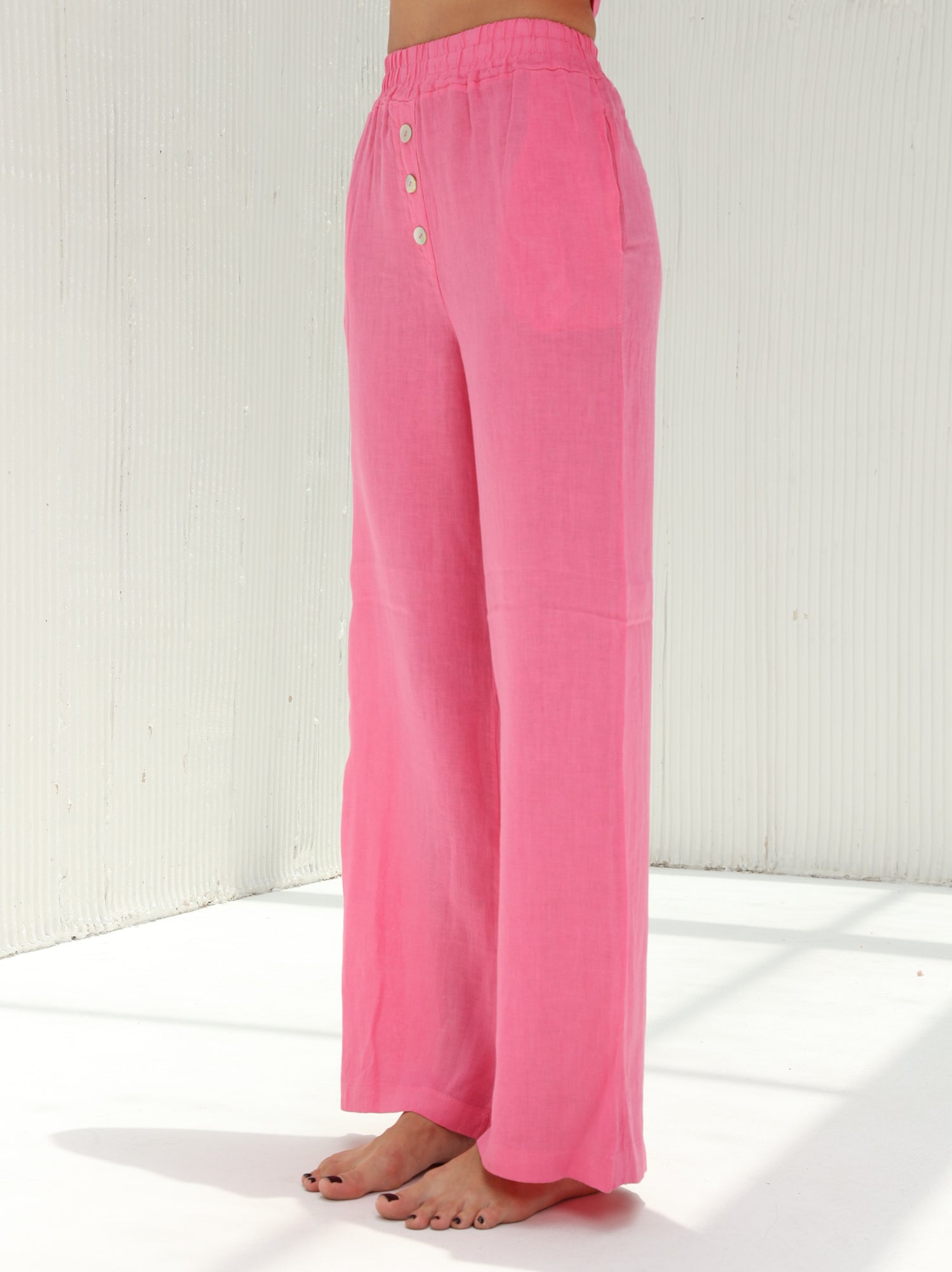 Fia Pure Linen Wide-leg Pants from G Linen World -Lotus