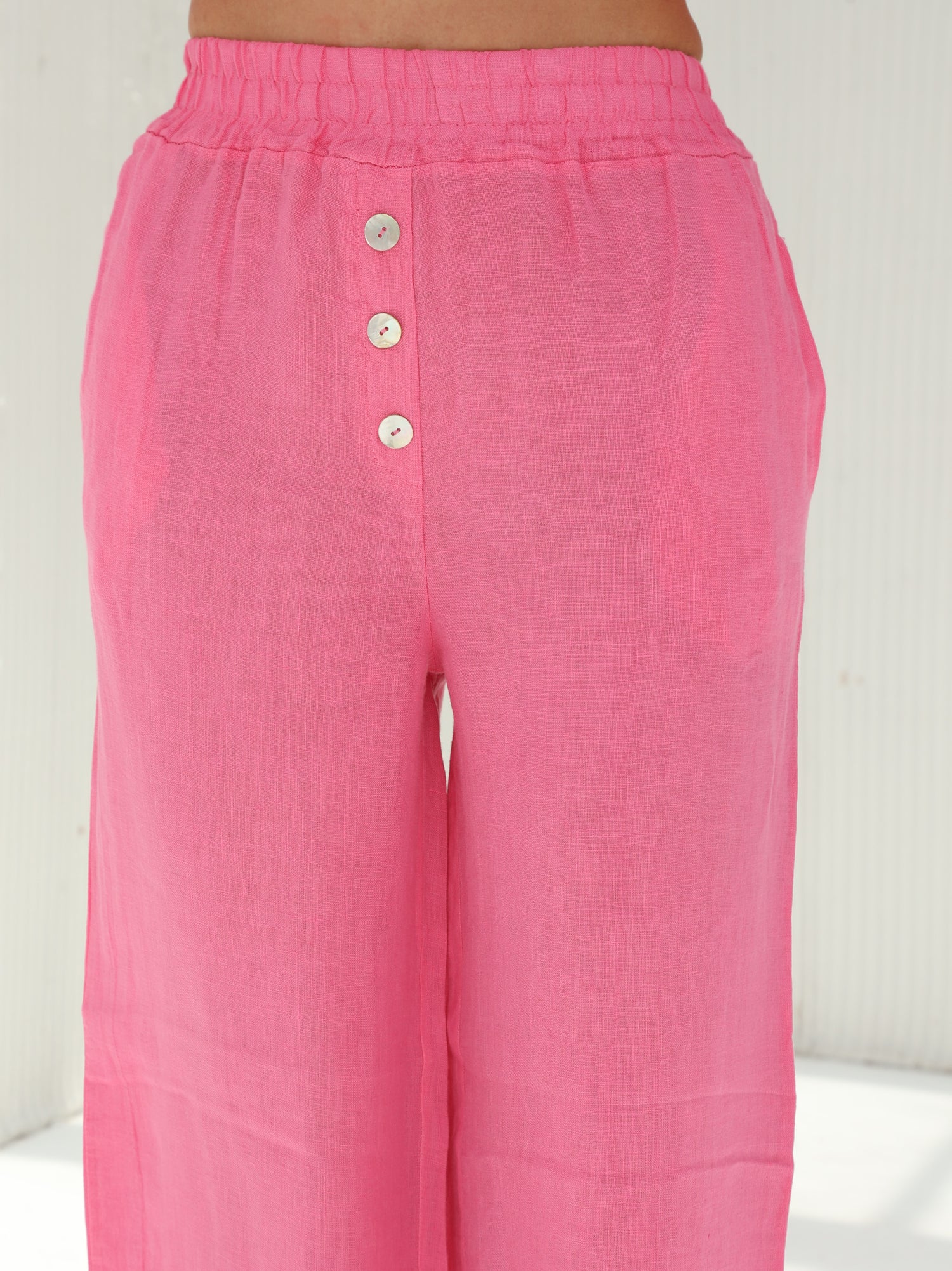 Fia Pure Linen Wide-leg Pants from G Linen World - Close up image - Lotus