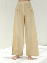 Piera Classic Linen Pants from G Linen World - Hay - Front shot