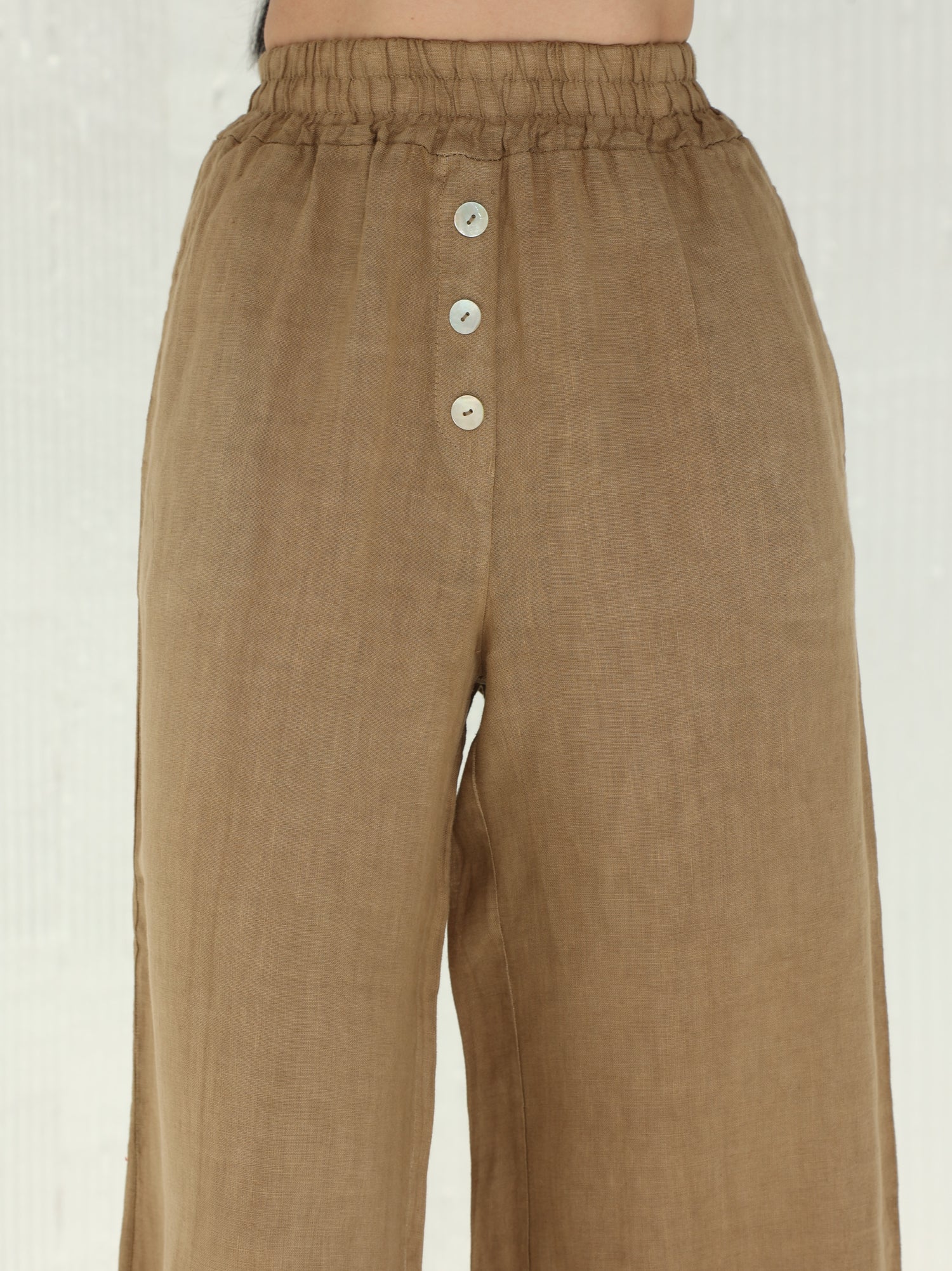 Fia Pure Linen Wide-leg Pants from G Linen World - Colonial  - Close up image