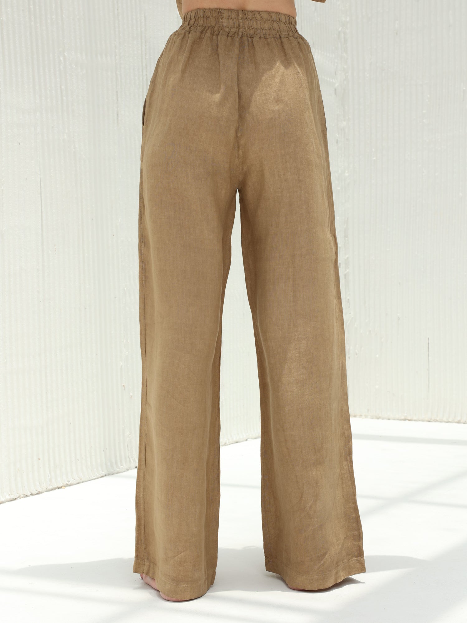 Fia Pure Linen Wide-leg Pants from G Linen World - Colonial  - Back shot
