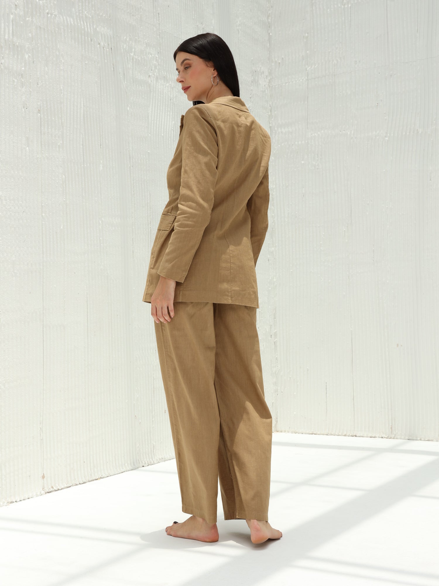 Piera Classic Linen Pants from G Linen World - Colonial - Back shot