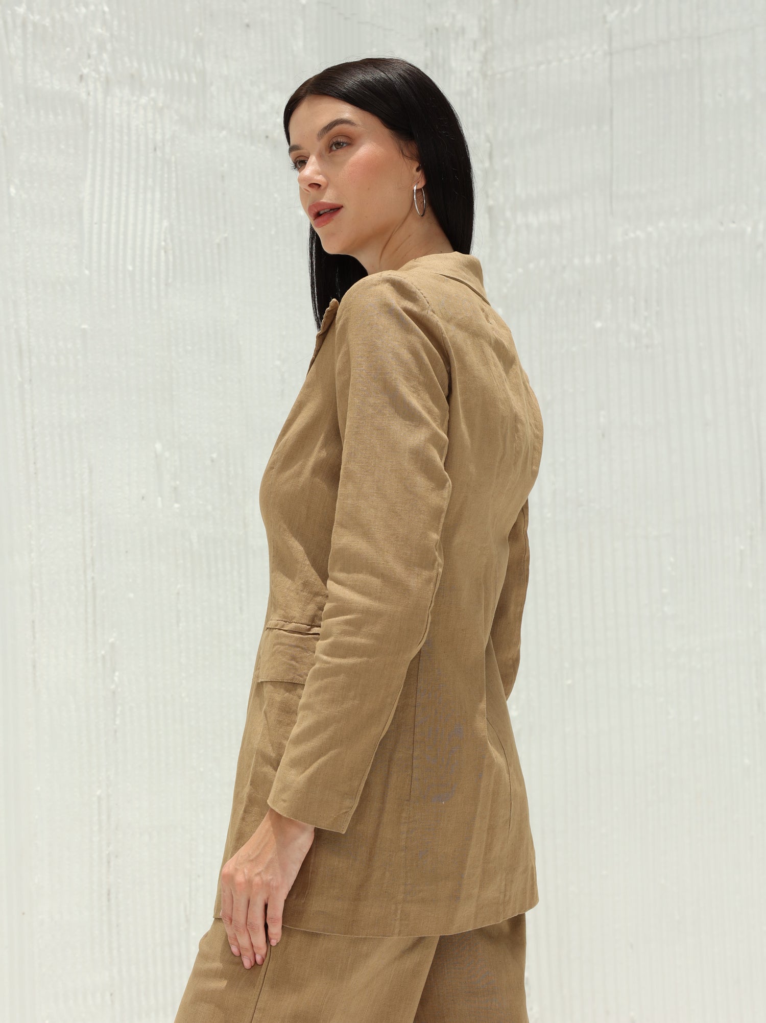 Piera Classic Linen Blazer from G Linen World - Colonial - Side shot