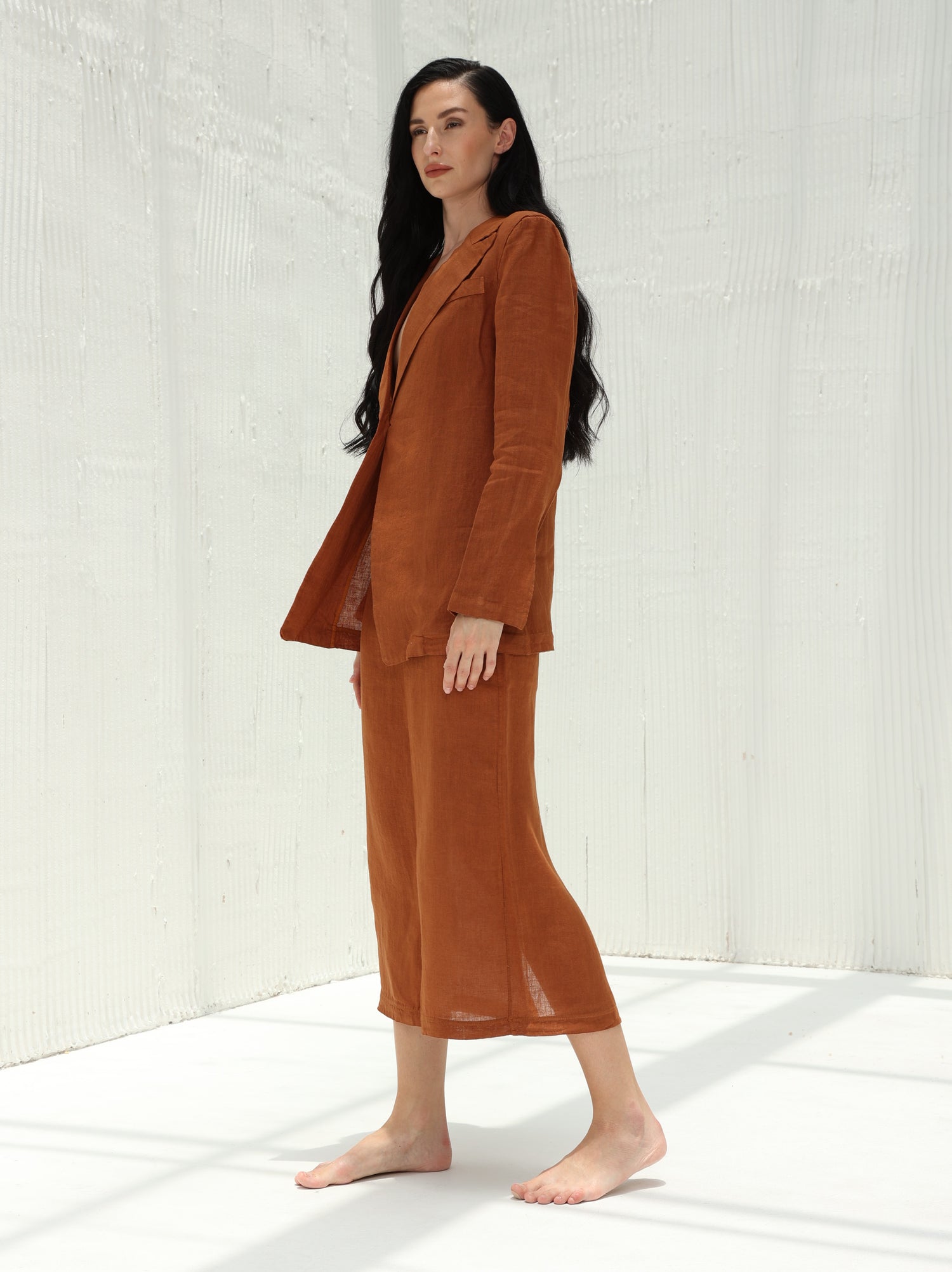 Eva Pure Linen Midi Skirt by G Linen World  - Siene - Coord set