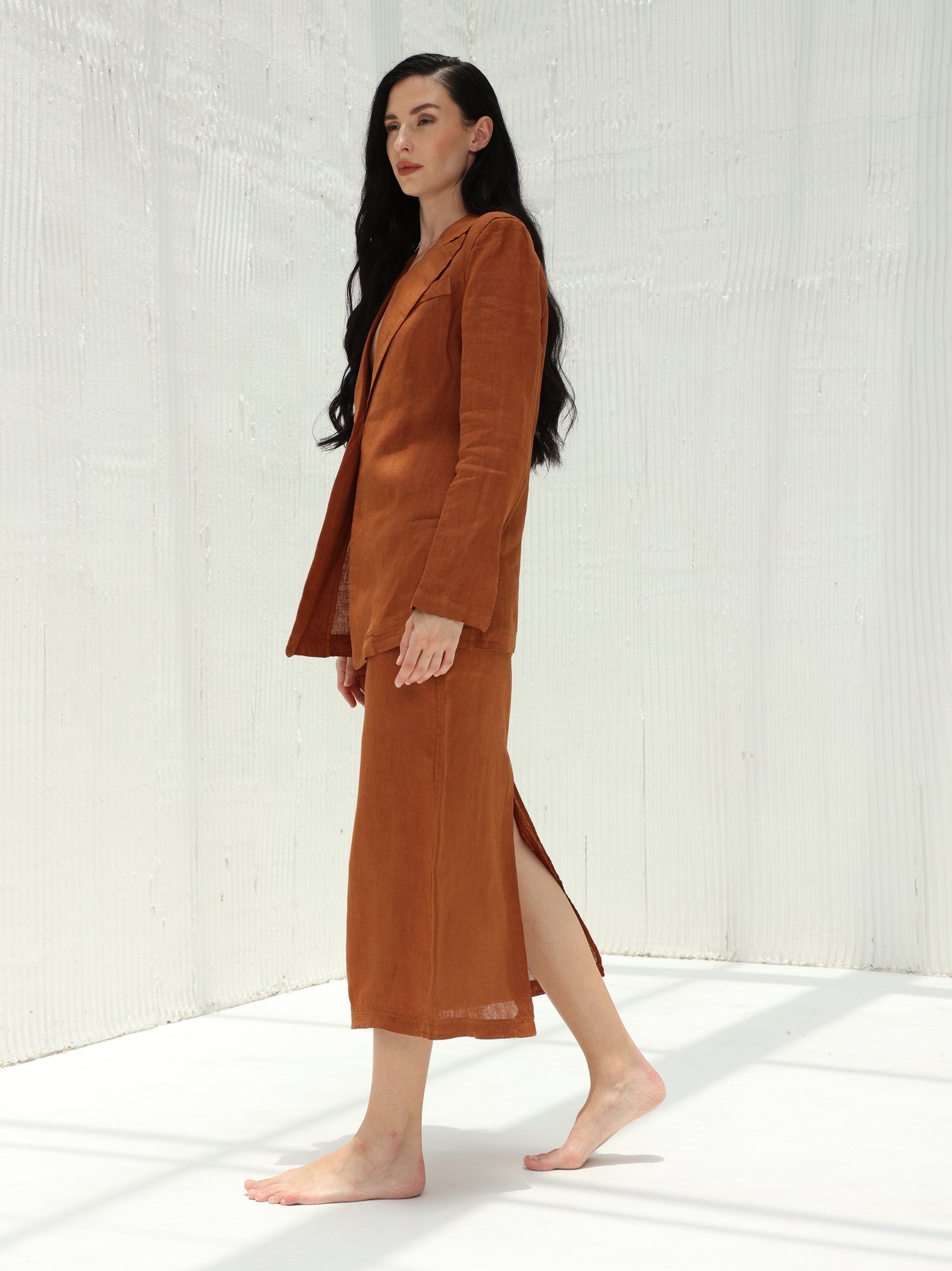 Eva 100% Linen Shirt by G Linen World - Siene  - Side shot