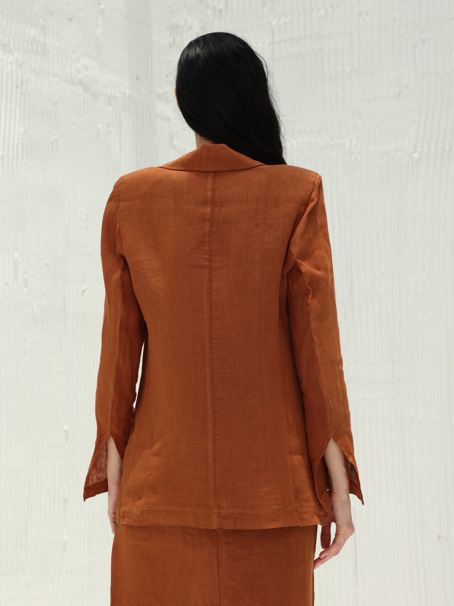 Eva 100% Linen Shirt by G Linen World - Siene - Back shot