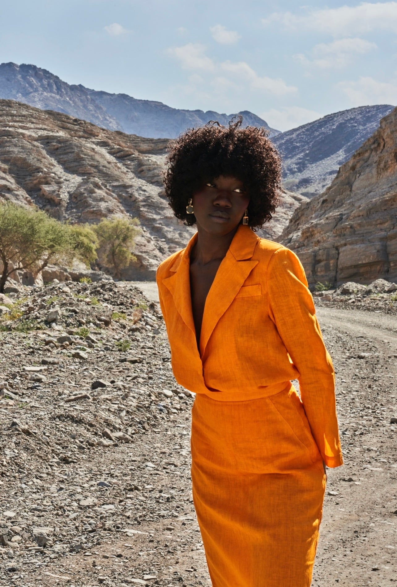 Eva 100% Linen Shirt by G Linen World - Carrot - Look book