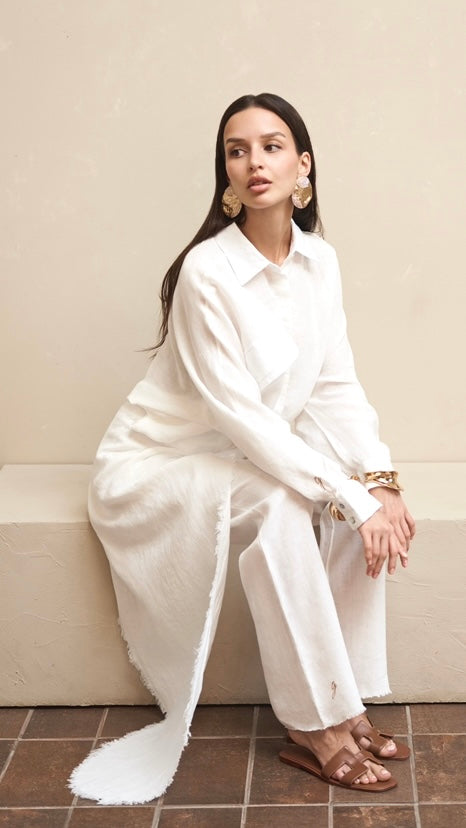 Lia Pure Linen Wrap Skirt Pants