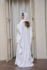 Layla Pure Linen Bisht Abaya in Blanco