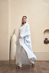 LAYLA Pure Linen Bisht Abaya in Cloud