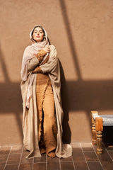 Layla Pure Linen Bisht Abaya in Safari