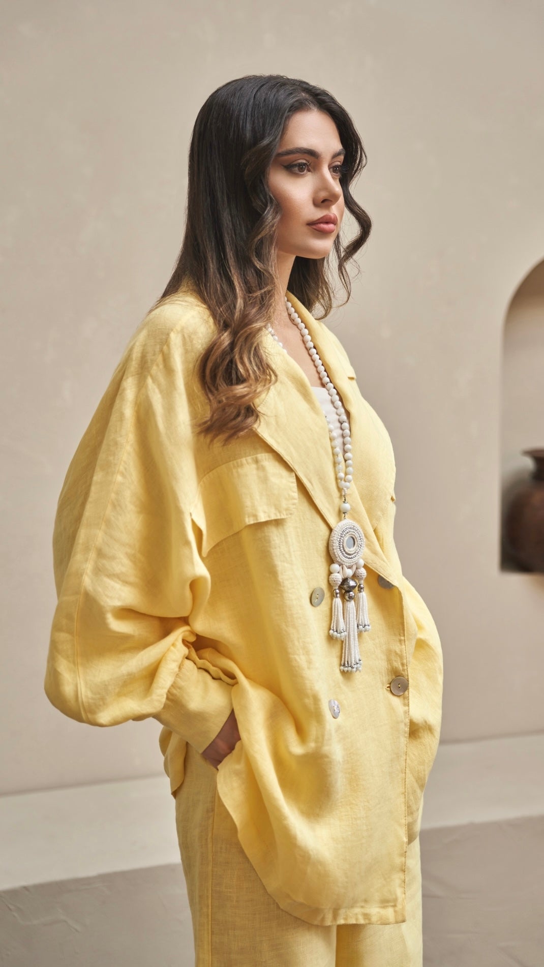 Fia Pure Linen Double Breasted Blazer