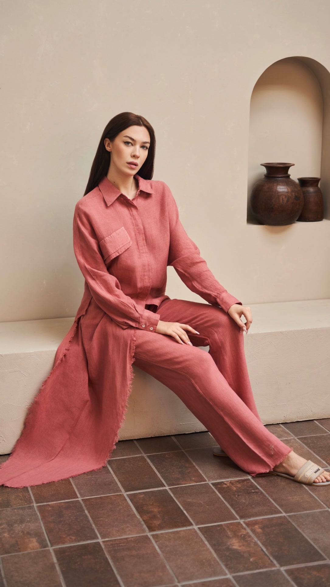 Lia Pure Linen Wrap Skirt Pants