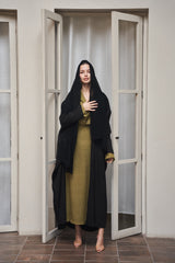 LAYLA Pure Linen Bisht Abaya in Nero