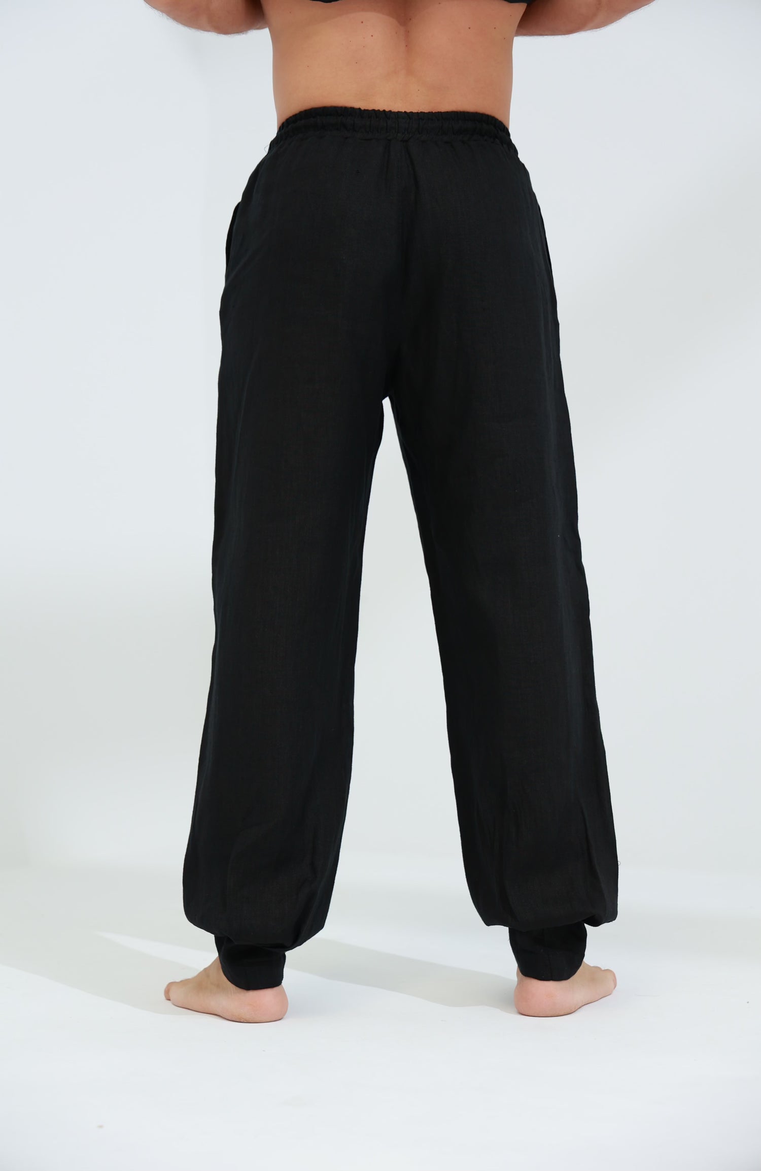 Commode Men's Relaxed Loose Fit 100% Linen Pants Black | G Linen World