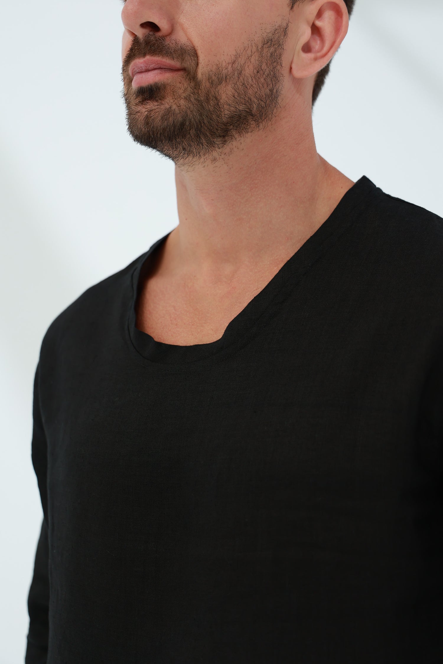 Ditta Men's 100% Linen Top Black | G Linen World