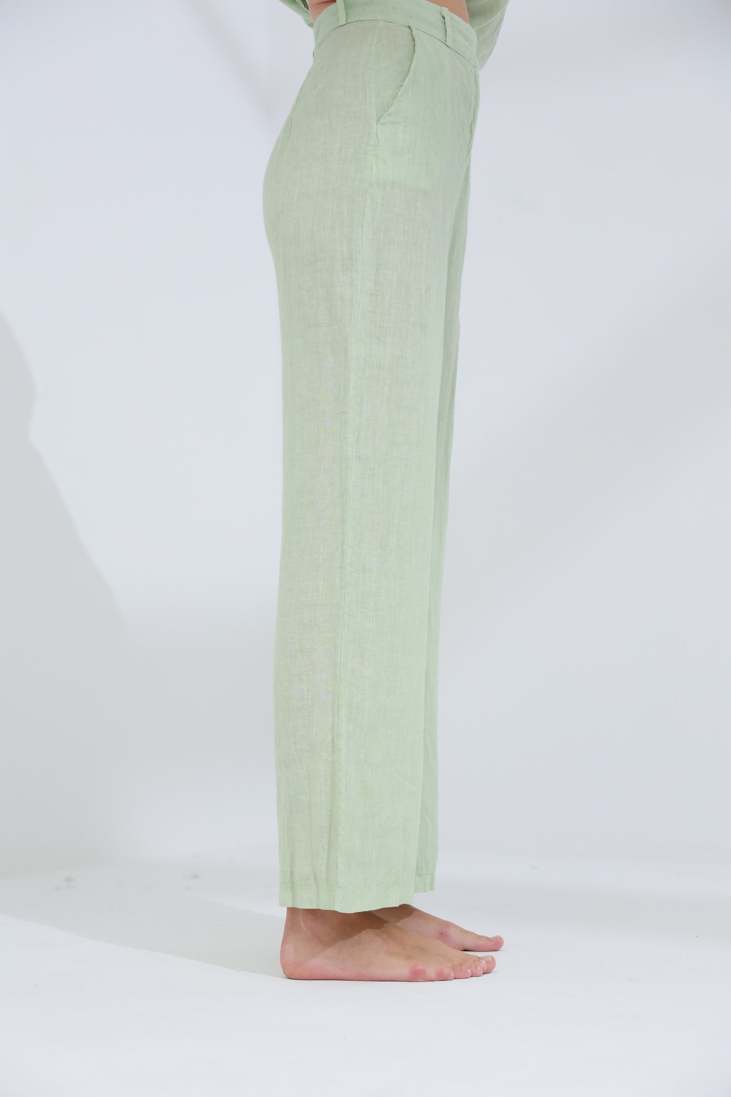 Armonia Straight Leg Linen Pants Verdino | G Linen World