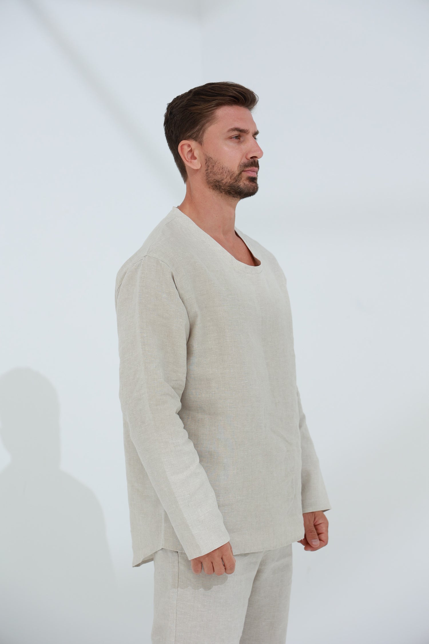 Ditta Men's 100% Linen Top in Beige | G Linen World
