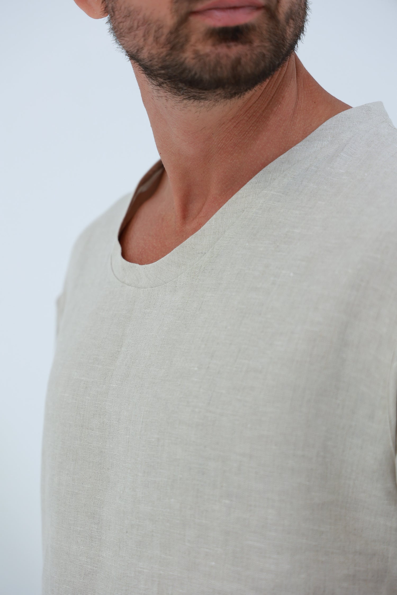 Ditta Men's 100% Linen Top in Beige | G Linen World