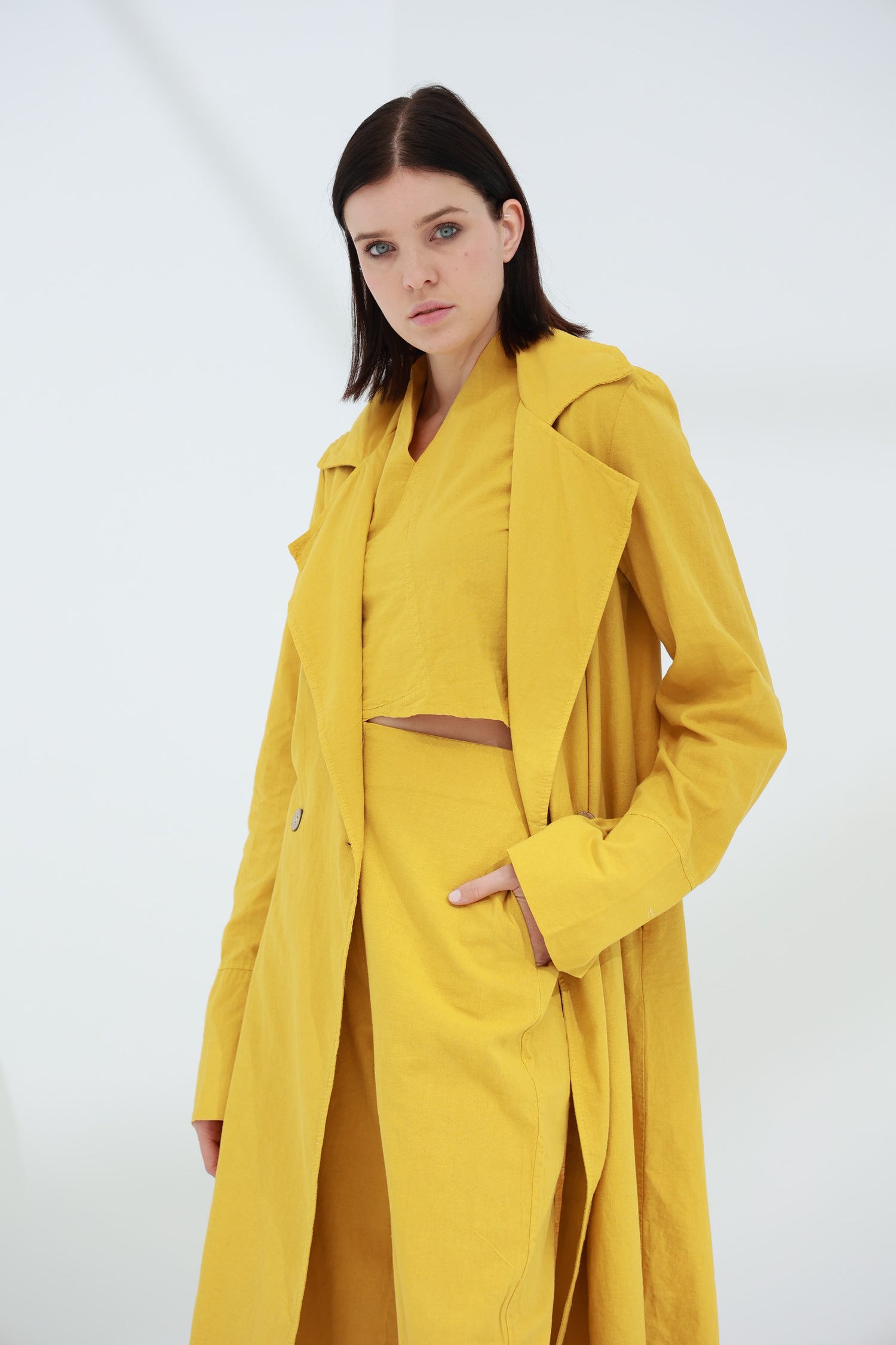Colpo Long Linen Cardigan Zafferano | G Linen World