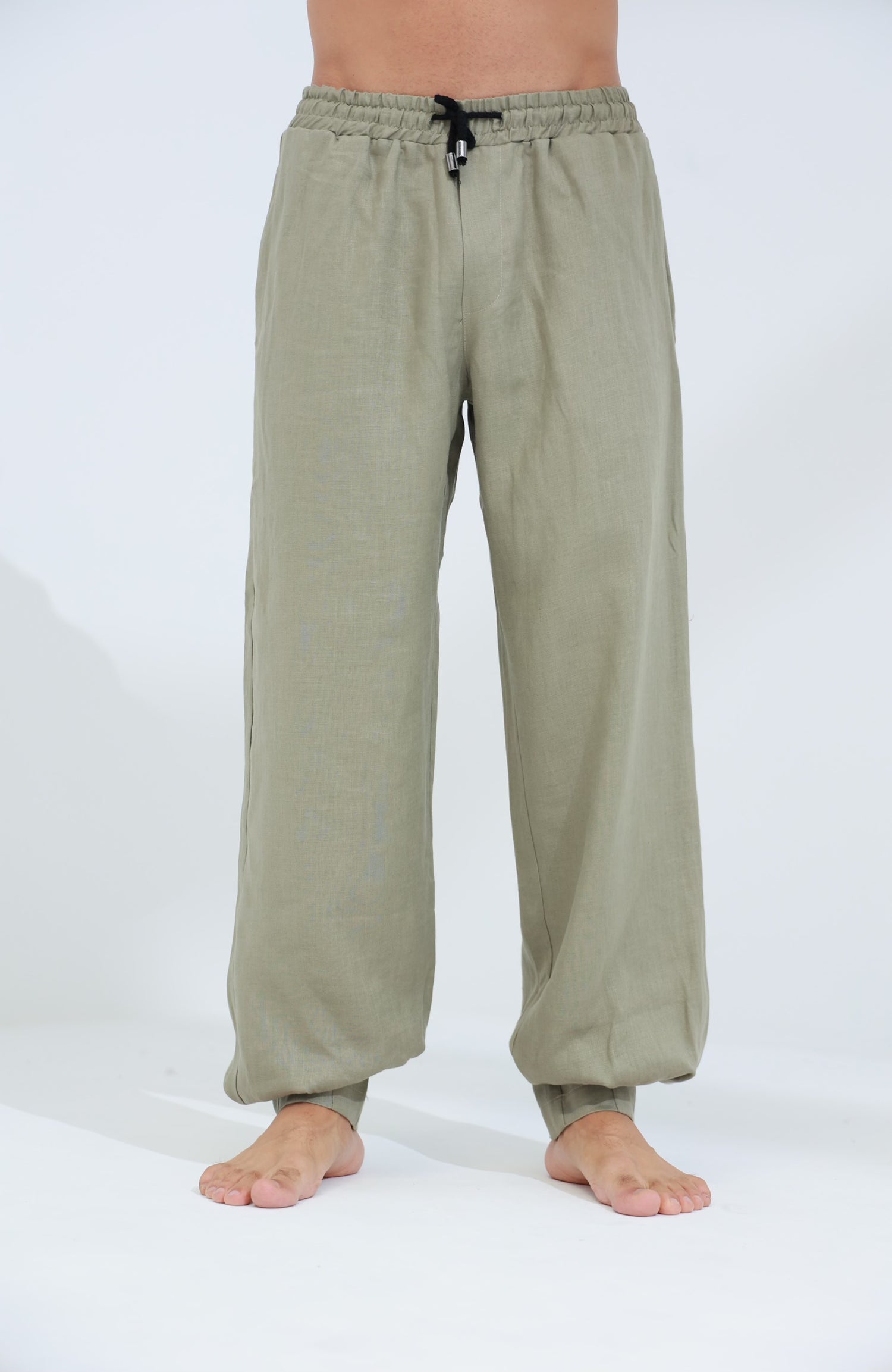 Commode Men's Relaxed Loose Fit 100% Linen Pants Green | G Linen World