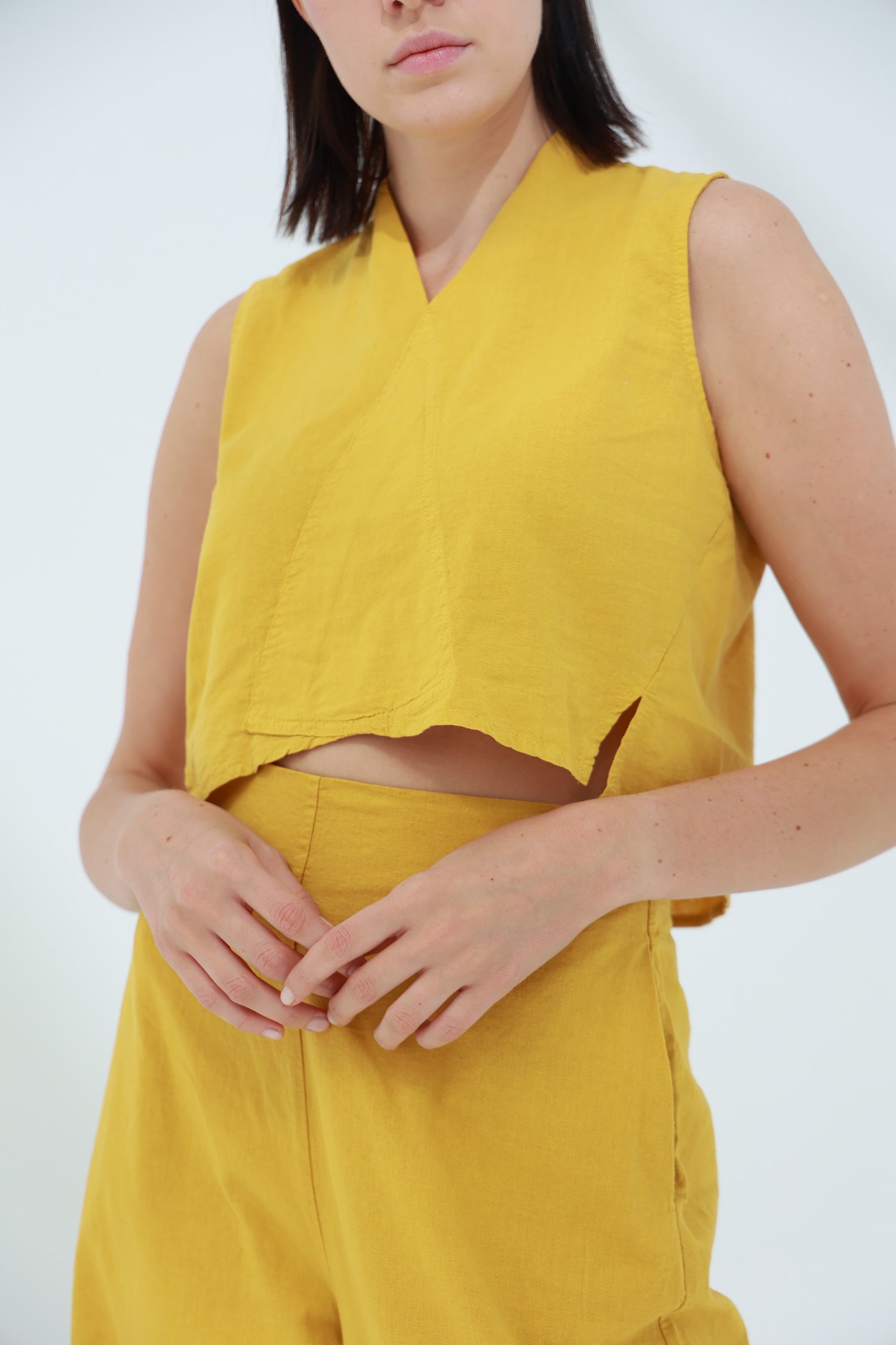 Colpo Linen Crop Top Zafferano | G Linen World