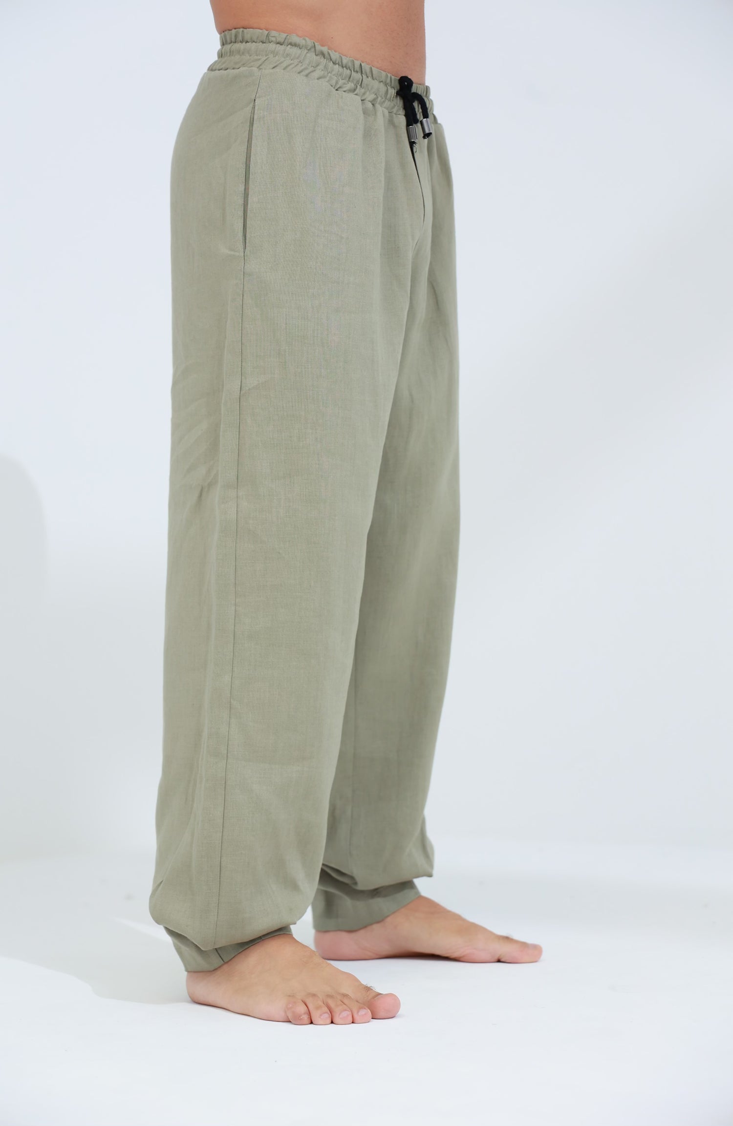 Commode Men's Relaxed Loose Fit 100% Linen Pants Green | G Linen World
