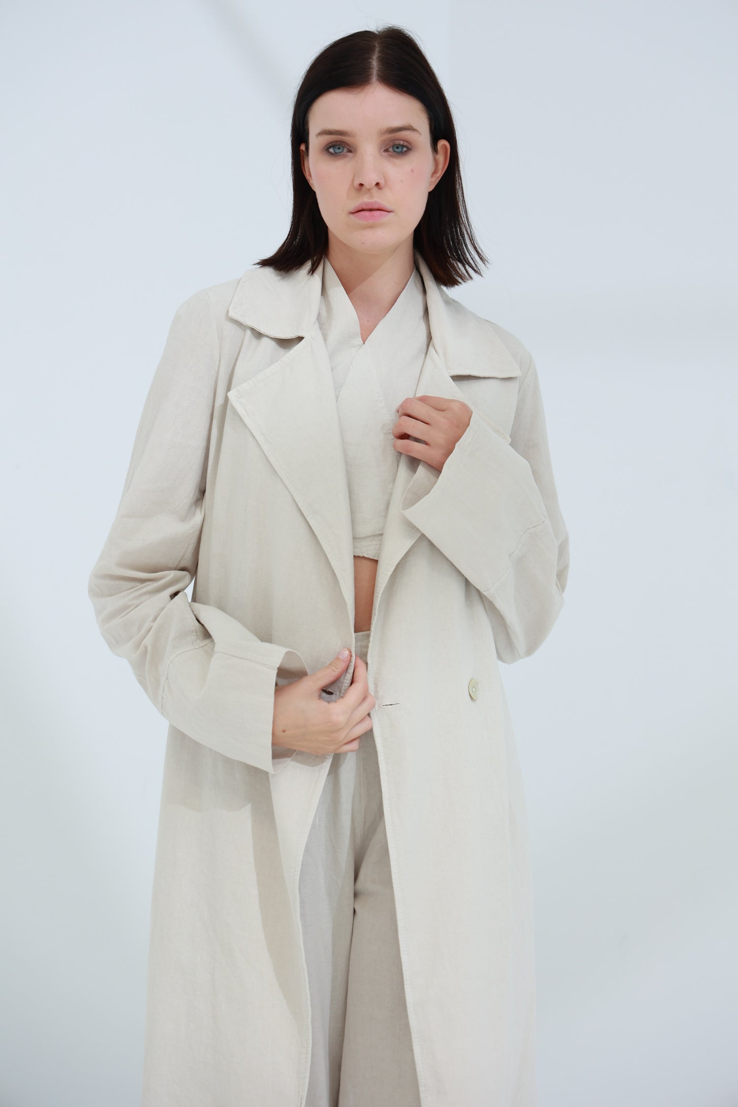 Colpo Long Linen Cardigan Sabbia | G Linen World