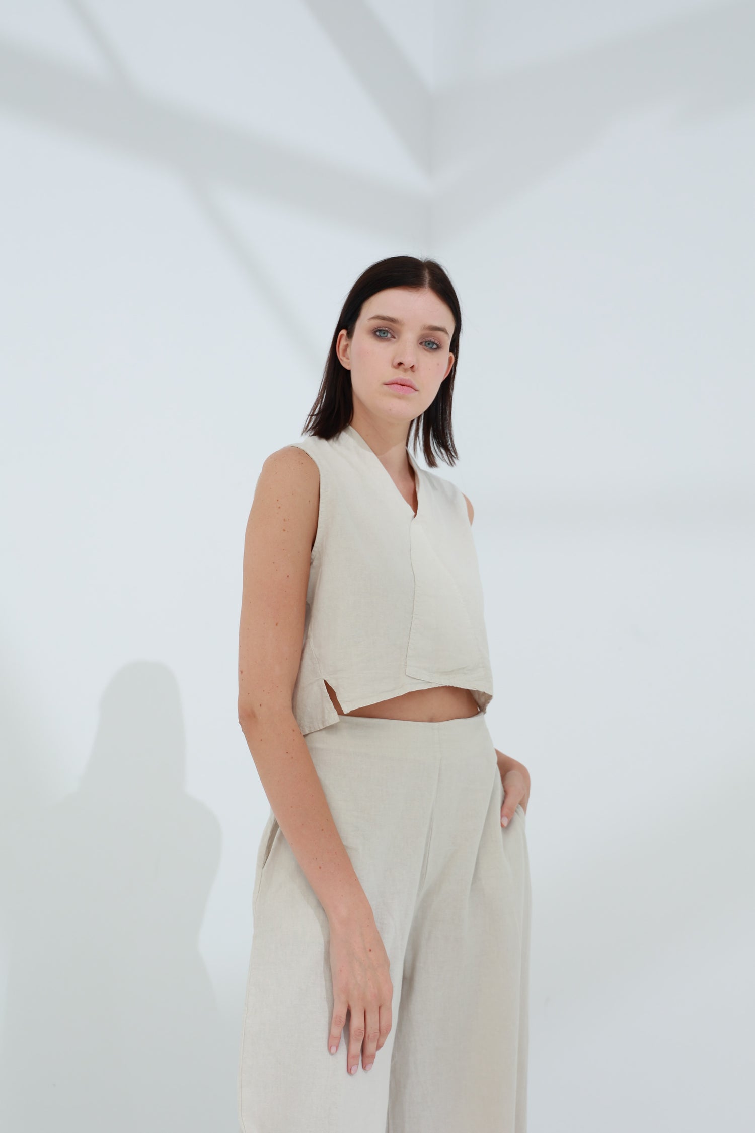 Colpo Linen Crop Top Sabbia | G Linen World
