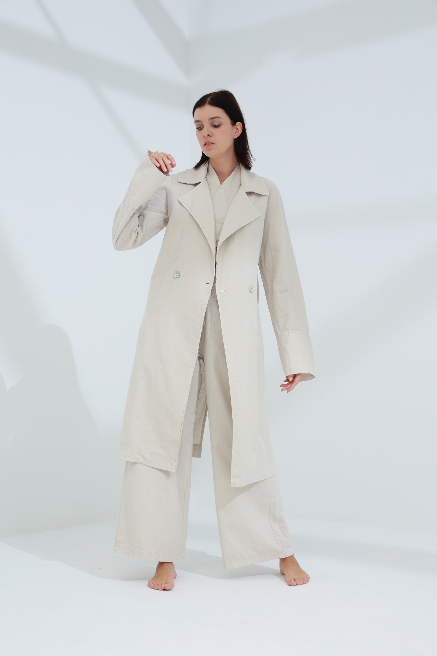 Colpo Long Linen Cardigan Sabbia | G Linen World