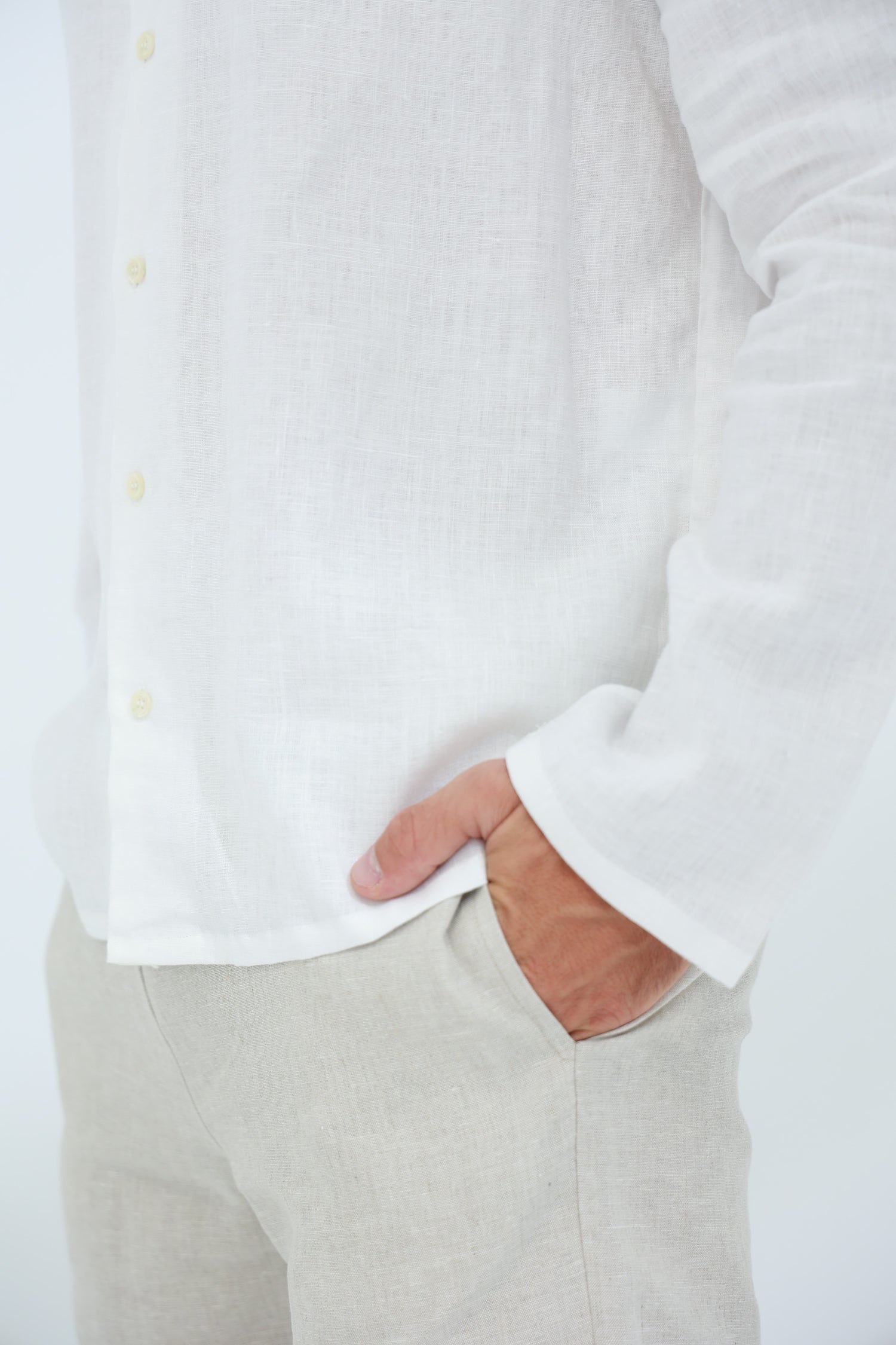 Occhi Men's 100% Pure Linen Shirt White | G Linen World