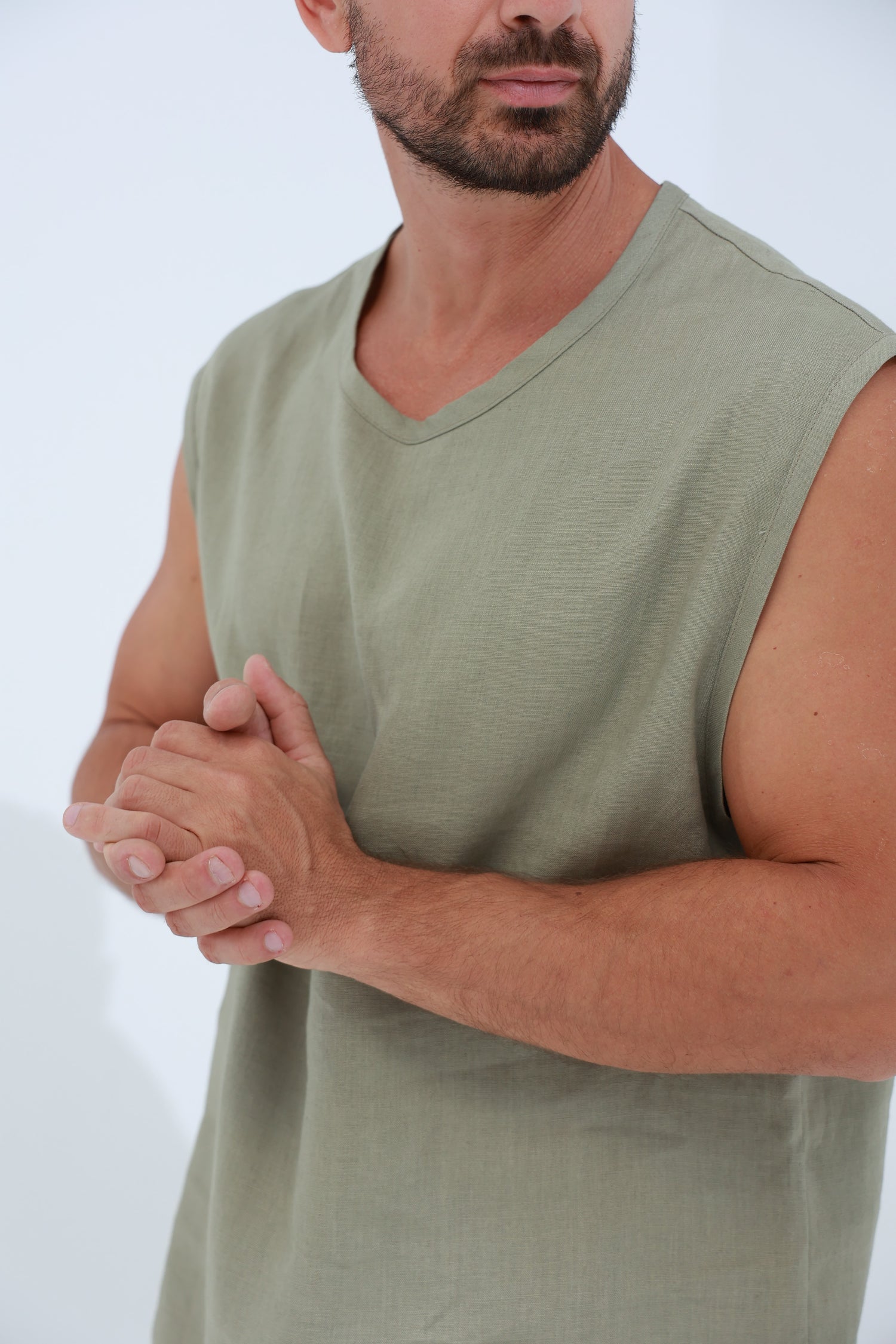 Commode Men's 100% Linen Top Green | G Linen World