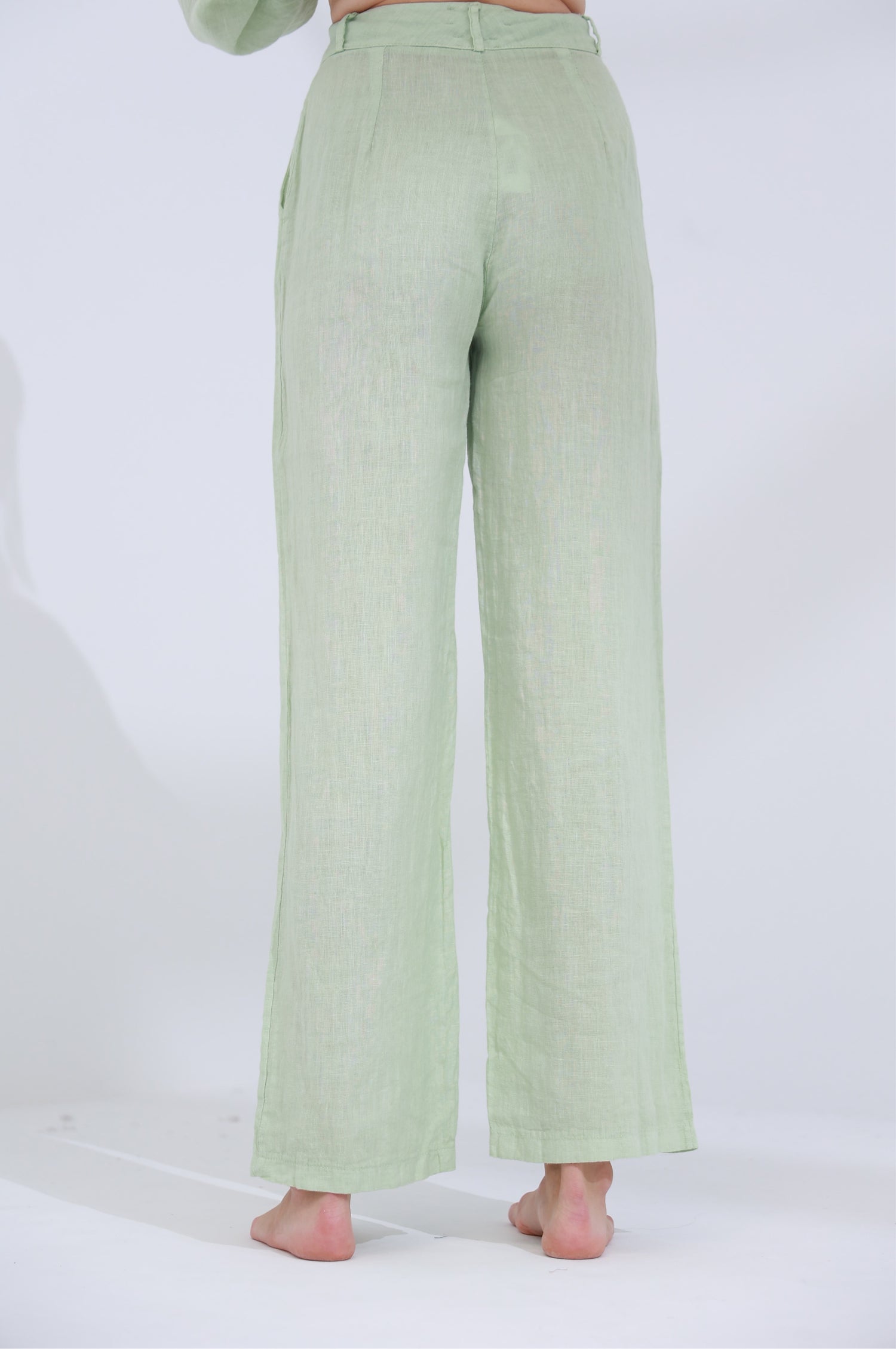 Armonia Straight Leg Linen Pants Verdino | G Linen World