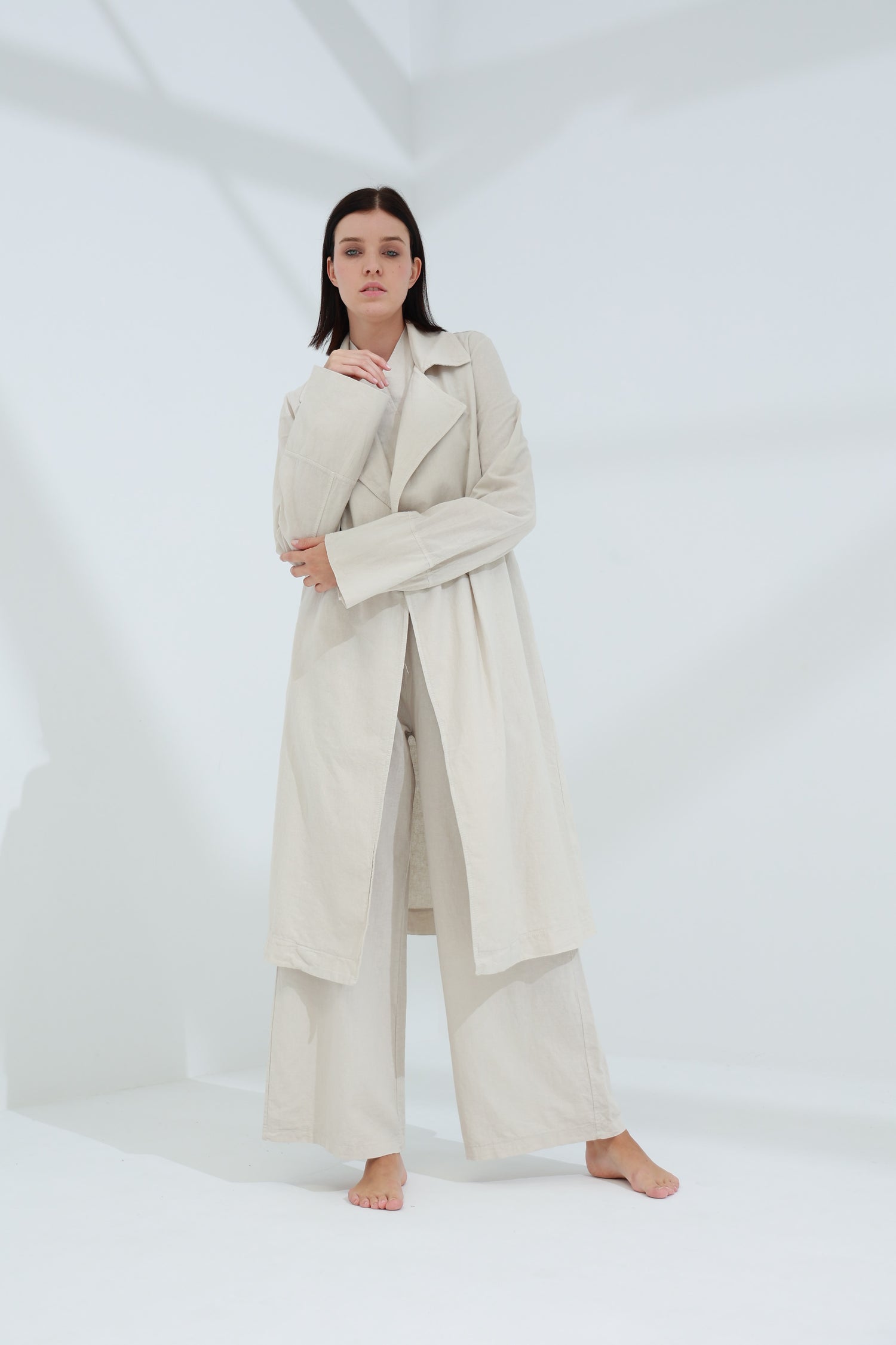 Colpo Long Linen Cardigan Sabbia | G Linen World