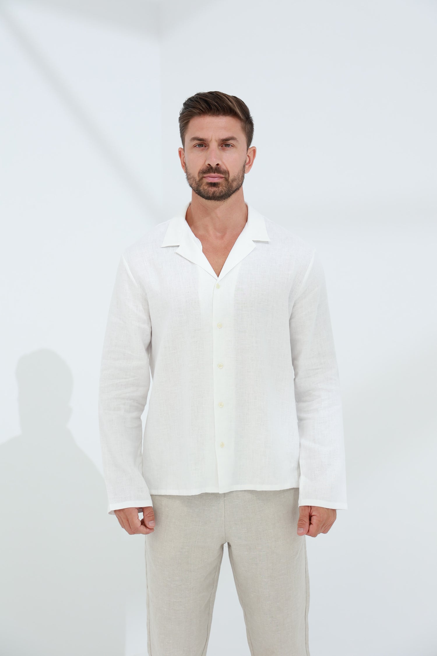 Occhi Men's 100% Pure Linen Shirt White | G Linen World