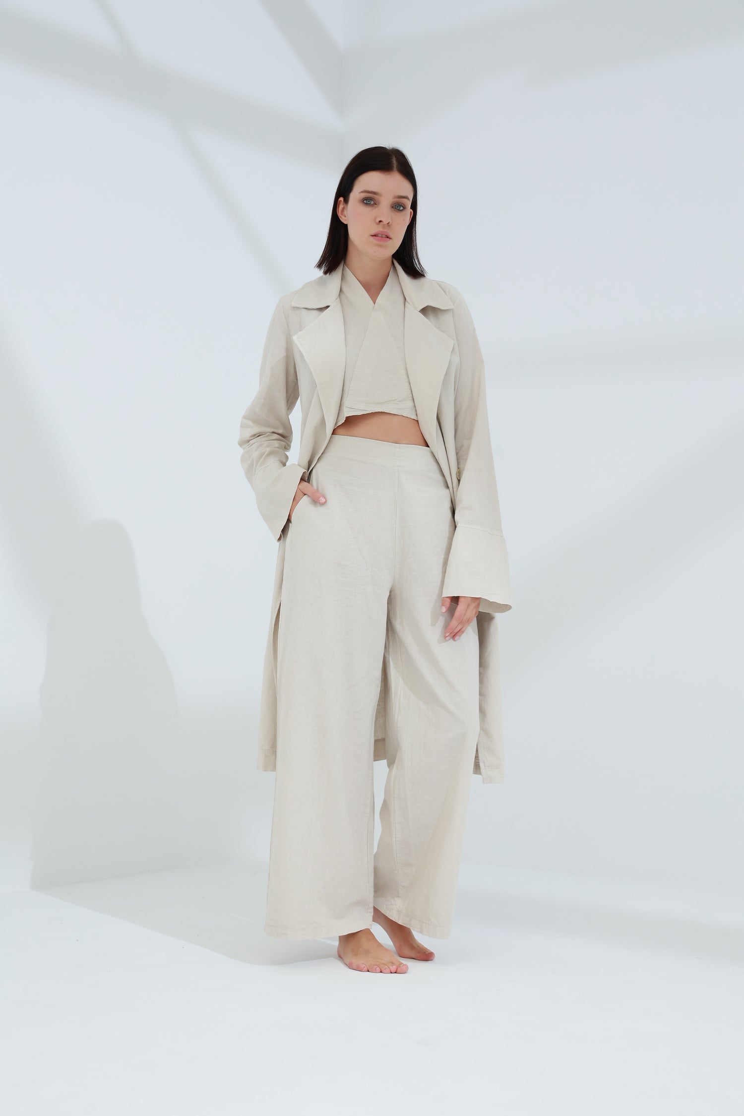 Colpo Linen Wide Leg Pants Sabbia | G Linen World