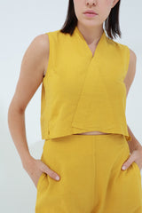 Colpo Linen Crop Top Zafferano | G Linen World