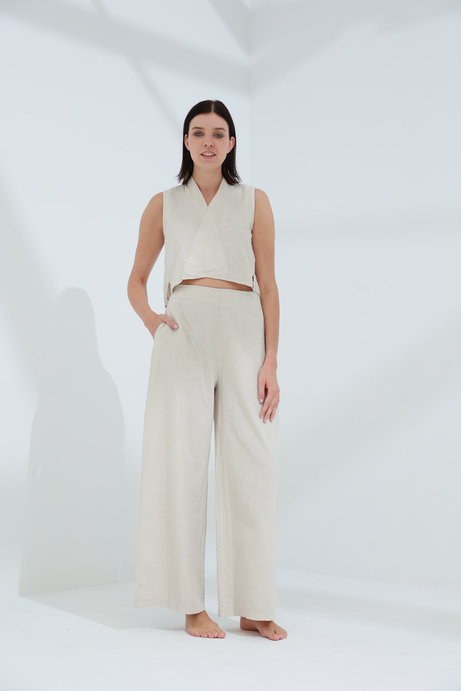 Colpo Linen Wide Leg Pants Sabbia | G Linen World