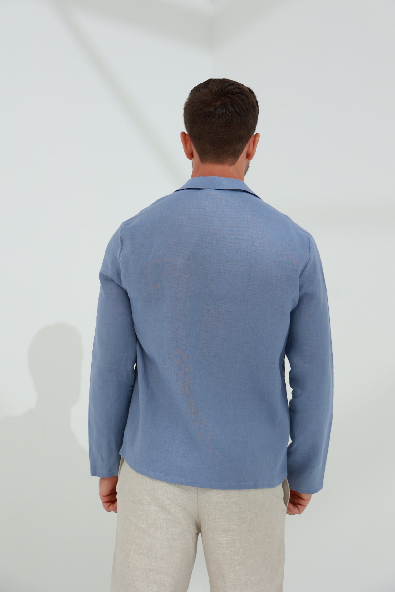 Occhi Men's 100% Linen Shirt - Blue