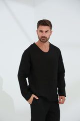 Ditta Men's 100% Linen Top Black | G Linen World