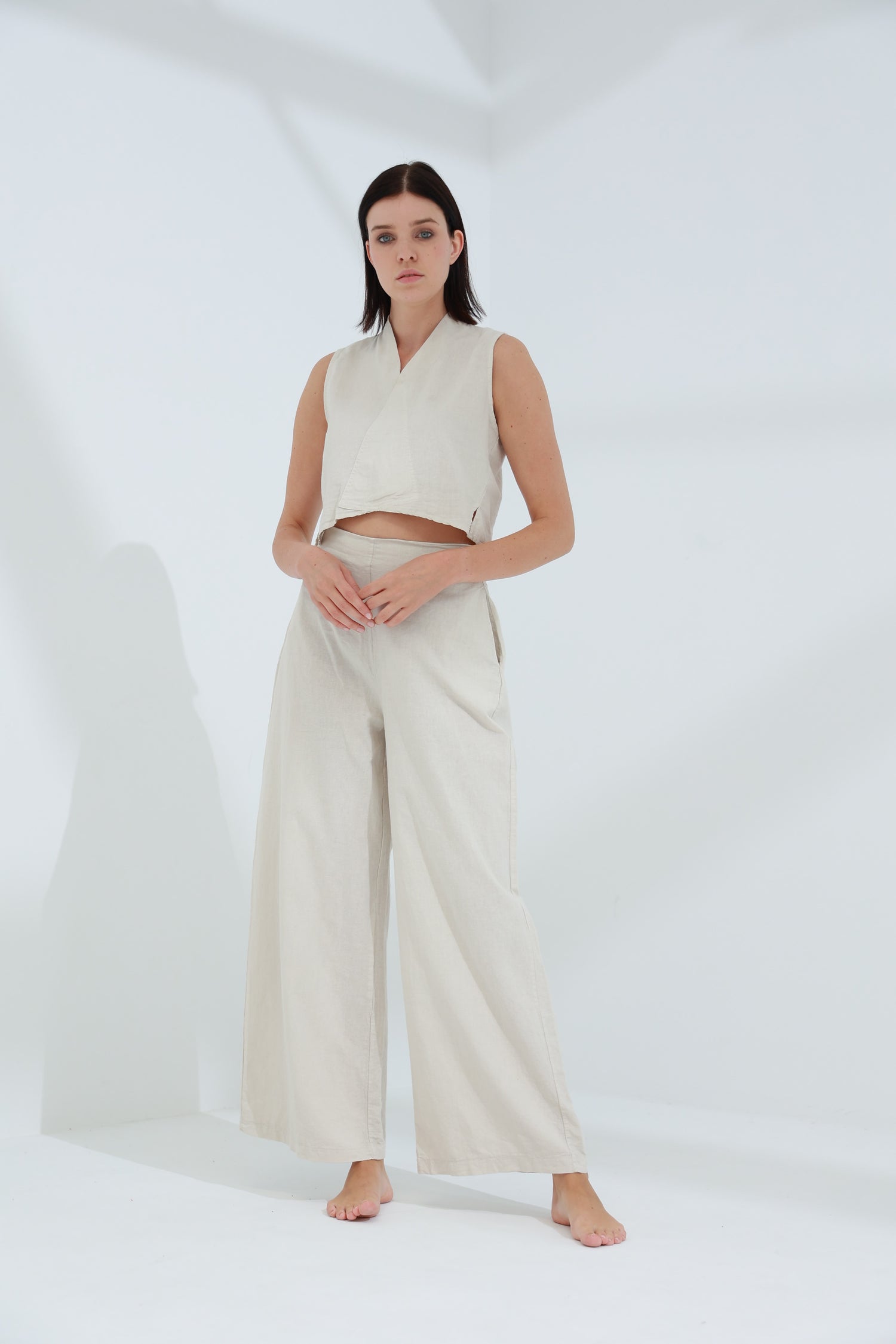 Colpo Linen Crop Top Sabbia | G Linen World