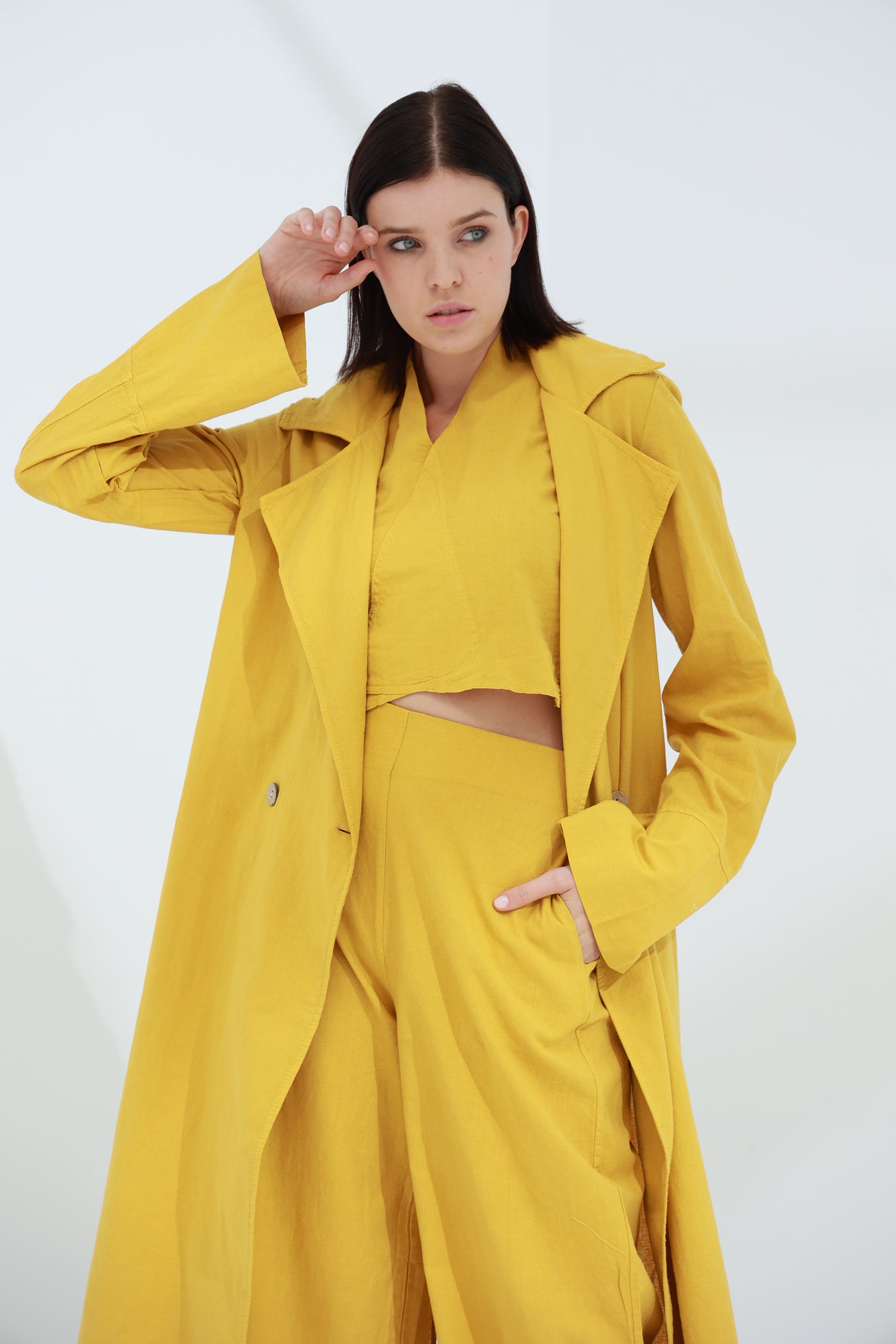 Colpo Long Linen Cardigan Zafferano | G Linen World