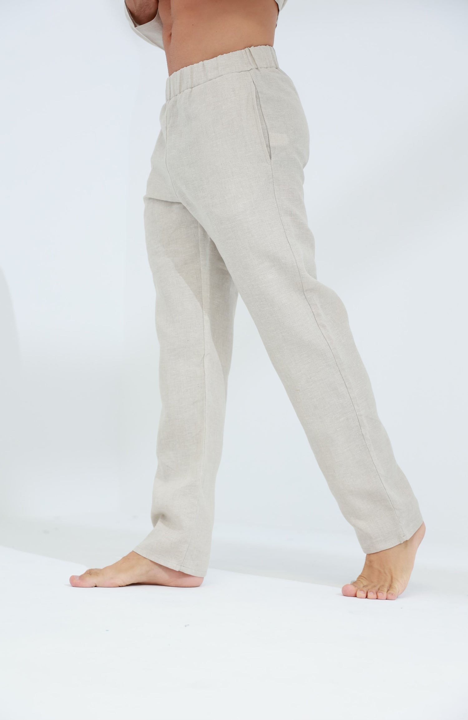 Ditta Men's 100% Linen Pants Beige | G Linen World