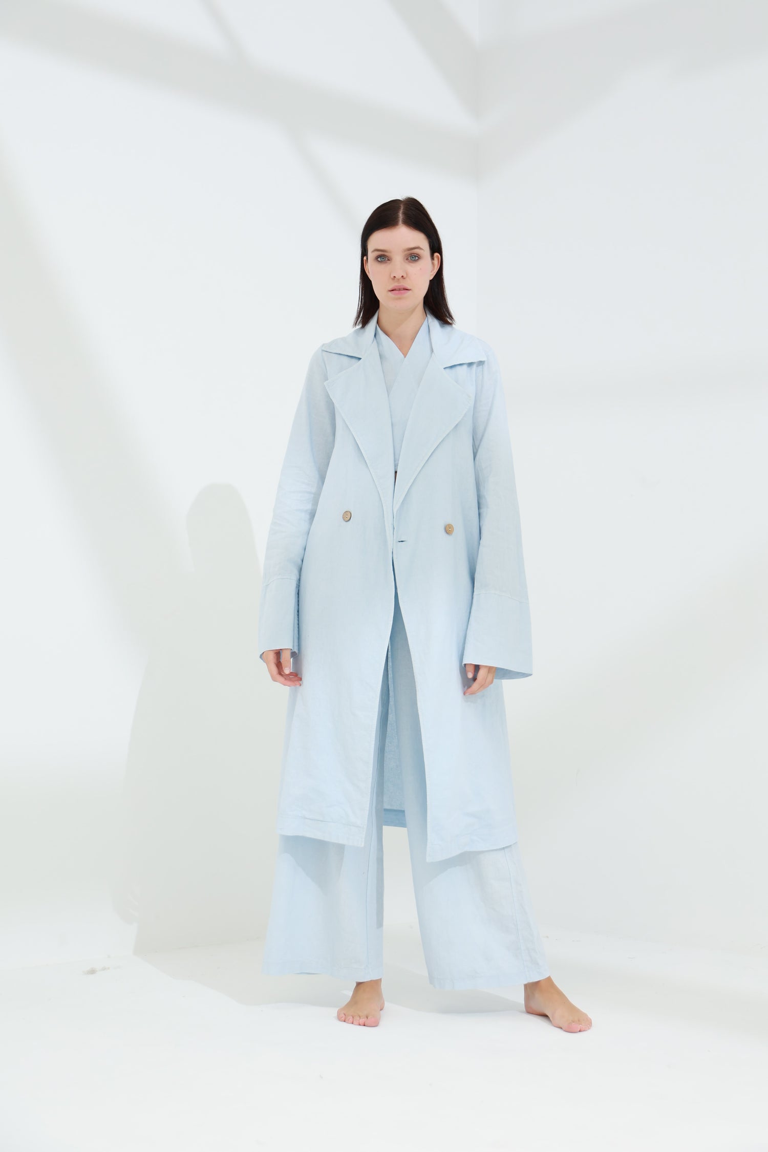 Colpo Long Linen Cardigan Cloud | G Linen World