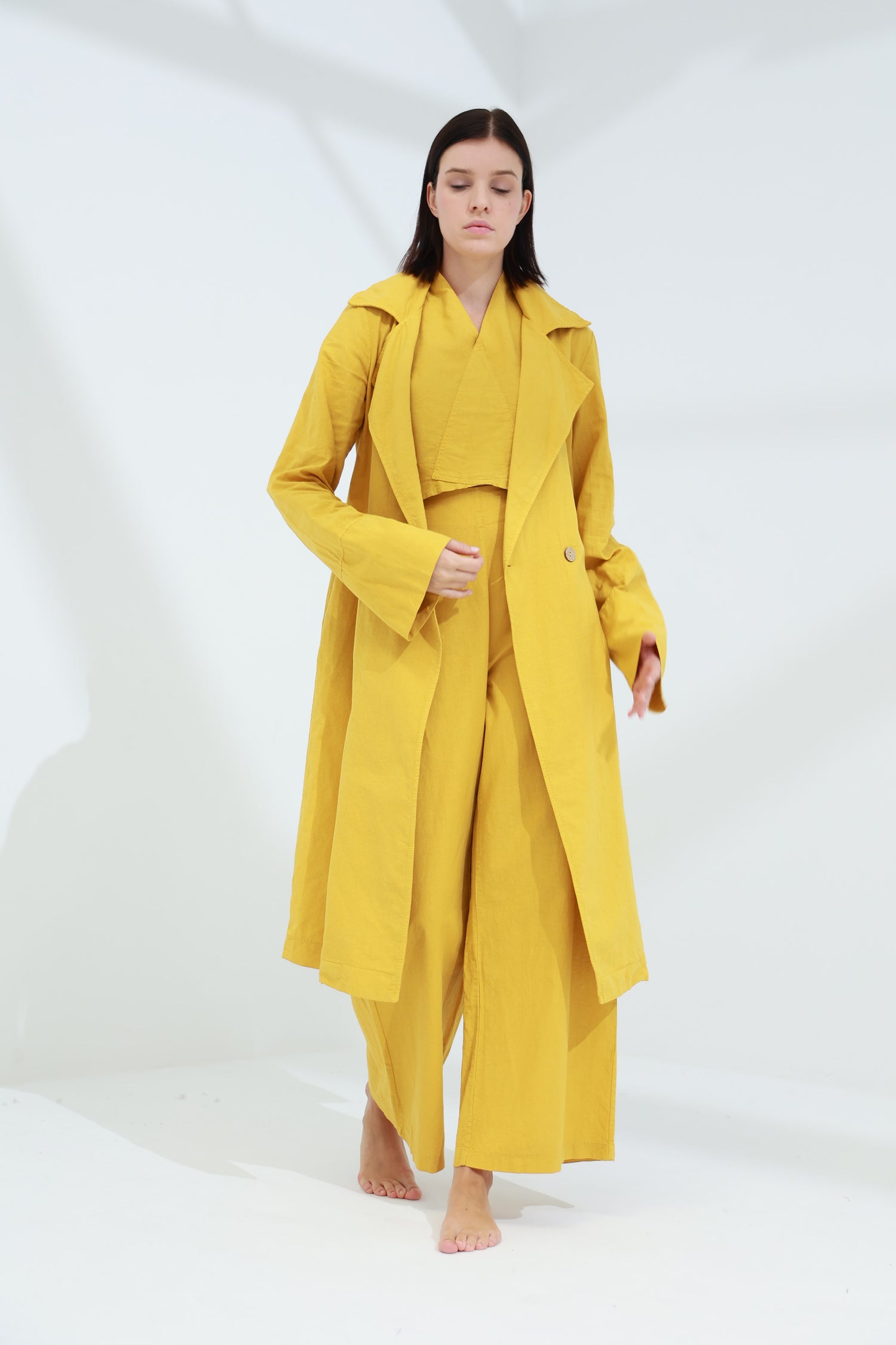 Colpo Long Linen Cardigan Zafferano | G Linen World